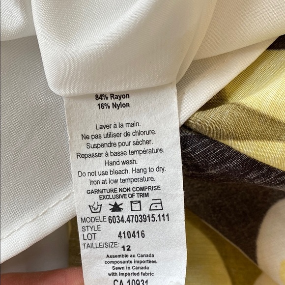 Melanie Lyne Floral A-Line Midi Skirt in Yellow and Olive Boho Feminine Beach - Picture 10 of 10